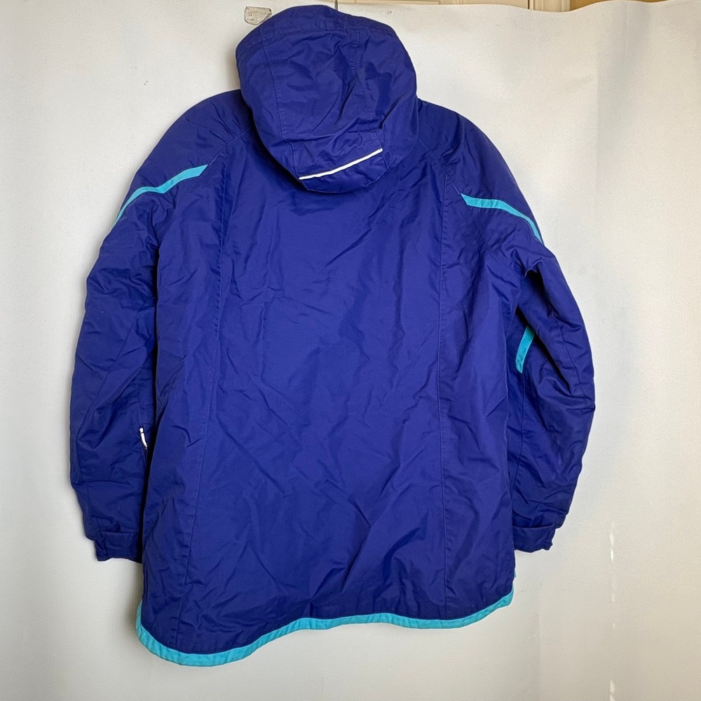 Columbia Boys Omni-Tech Ski Jacket Blue Teal Hooded Rain Coat Med Grow System - Picture 8 of 12